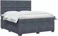 vidaXL Boxspringbett mit Matratze Dunkelgrau 140 x 190 cm Samt