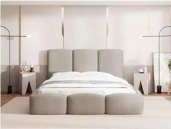 WFL GROUP Harmony Polsterbett mit Bettkasten & Lattenrost, Chenille, beige, 140x200cm (800001913362)