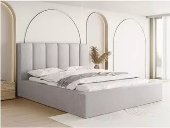 WFL GROUP Amira Polsterbett mit Bettkasten, Boucle, hellgrau, 120x200cm (800002023411)