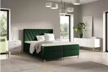 Fun M&ouml;bel ESPEN Boxspringbett 180x220cm, Stoff Fresh, flaschengr&uuml;n