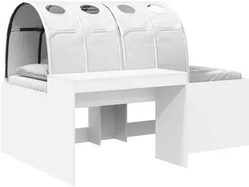 vidaXL Bett mit Tunnel, 3-tlg., Artisan-Eiche und weiß