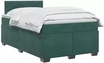 vidaXL Boxspringbett mit Matratze & LED, Samt, dunkelgr&uuml;n, 120x190cm