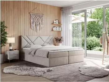 Gerster Neomi Boxspringbett 120x200cm beige H3 mit Visco-Topper (800000790775)