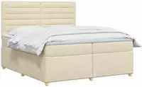 vidaXL Boxspringbett mit Matratze Creme 200 x 200 cm Stoff