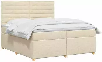 vidaXL Boxspringbett mit Matratze 200x200cm, Stoff, creme (3453961)