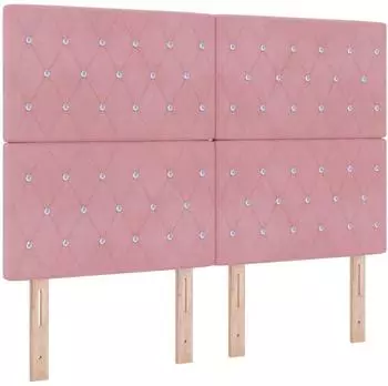 vidaXL LED-Kopfteil Argyle rosa 80cm Samt (3338371)
