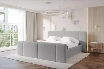 ALTDECOR RIVO-Z Polsterbett mit Bettkasten und Lattenrost, 160x200cm, hellgrau (800002004646)