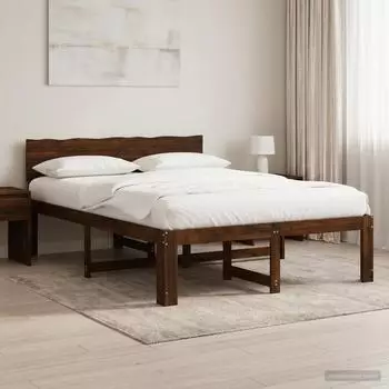 vidaXL Rostock Doppelbettgestell mit Kopfteil, dunkelbraun, 140x190cm (903449)