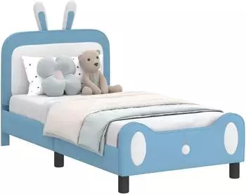 vidaXL Kinderbettgestell mit Kopfteil blau 80x160cm PU