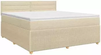 vidaXL Boxspringbett mit Matratze, Stoff, creme, 160x200cm (3451501)
