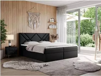 Gerster Neomi Boxspringbett 120x200cm, Kunstleder schwarz, H3 mit Visco-Topper (800000790510)