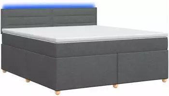 vidaXL Boxspringbett mit Matratze, dunkelgrau, 180x200cm, Stoff