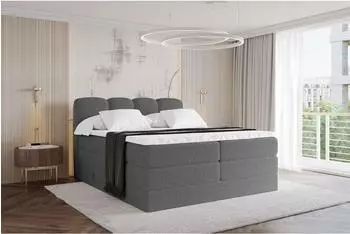 ALTDECOR Nina King Boxspringbett 160x200cm grau, H3/H4 Matratze (800001936070)