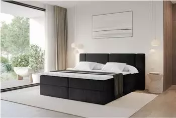 ALTDECOR Evon Boxspringbett mit Bettkasten, H4-Matratze, Topper, schwarz, 120x200cm (800002005099)
