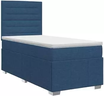 vidaXL Boxspringbett mit Matratze und Kopfteil, blau, 100x200cm, Stoff (3454070)