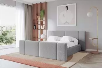 ALTDECOR TEVO-Z Polsterbett mit Bettkasten und Lattenrost, 200x200cm, hellgrau (800002004421)
