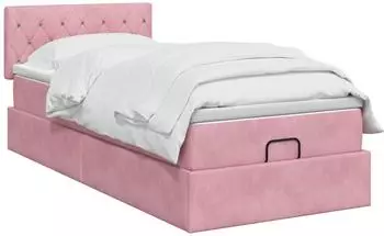 vidaXL Ottoman-Bett mit Matratze und Kopfteil, rosa, 90x190cm, Samt (3456458)