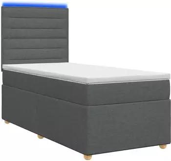 vidaXL Boxspringbett mit Matratze, dunkelgrau, 90x200cm, Stoff (3455253)