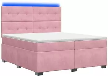 vidaXL Boxspringbett mit Matratze und Kopfteil, rosa, Samt, 200x200cm (3455179)