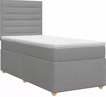 vidaXL Boxspringbett mit Matratze hellgrau 90x200cm Stoff (3453788)