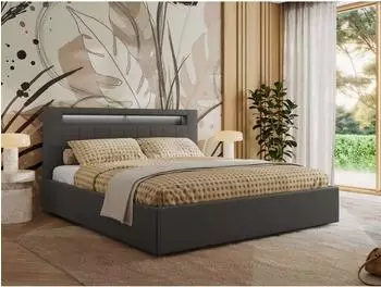 MKS Gold 5 Classic Polsterbett 160x200cm, grau Kunstleder, Multipocket-Matratze H3+H4 (800001299193)