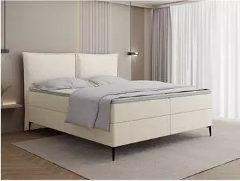WFL GROUP Calio Rise Boxspringbett mit Bettkasten, Chenille creme, 160x200cm, H4 (800001913330)
