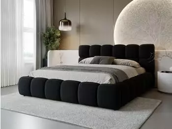 GRAINGOLD Modo Polsterbett mit Bettkasten und Lattenrost, 180x200cm, schwarz (800001411821)