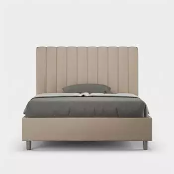 LES TENDANCES Agueda F Doppelbett mit Stauraum 140x200, Kunstleder, beige