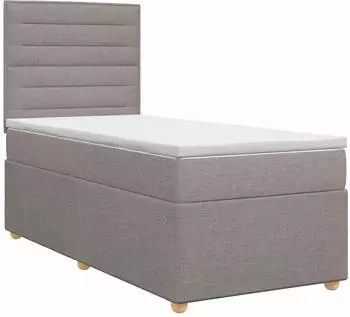 vidaXL Boxspringbett mit Matratze und Kopfteil, taupe, 90x200cm, Stoff (3453792)