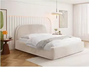WFL GROUP Puro Polsterbett mit Bettkasten & Metall-Lattenrost, beige Samt, 160x200cm (800002024016)