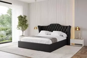 ALTDECOR Zoran Polsterbett mit Bettkasten und Lattenrost, schwarz, 180x200cm (800001642677)