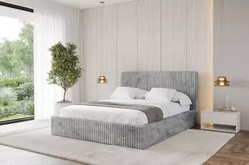 ALTDECOR ALOVA-V1 Polsterbett mit Bettkasten und Lattenrost, 180x200cm, hellgrau (800001636311)