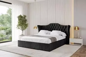 ALTDECOR Zoran Polsterbett mit Bettkasten und Lattenrost, 200x200cm, schwarz (800001639118)