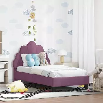 vidaXL Kinderbettgestell mit Kopfteil, Samt, lila, 70x140cm