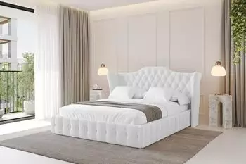 ALTDECOR MODY Polsterbett mit Bettkasten & Lattenrost, 180x200, weiß (800001638119)