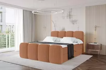 ALTDECOR Nina-Z Boxspringbett mit Matratze H3 und Topper, 200x200cm, apricot (800001940100)
