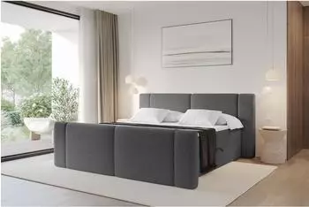 ALTDECOR Evon-Z Boxspringbett mit H4-Matratze und Topper, 200x200cm, grau (800002004879)