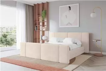ALTDECOR TEVO-Z Polsterbett mit Bettkasten und Lattenrost, 160x200cm, beige (800002004307)