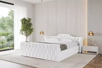 ALTDECOR ZORAN-Z-V1 Polsterbett mit Bettkasten und Lattenrost, 160x200cm, weiß (800001640108)