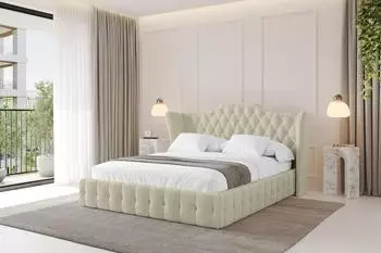 ALTDECOR MODY Polsterbett mit Bettkasten und Lattenrost, 180x200cm, beige (800001642273)