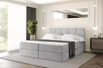 ALTDECOR Liro Boxspringbett mit Matratze H3, Lattenrost & Topper, 160x200cm, grau (800001811157)