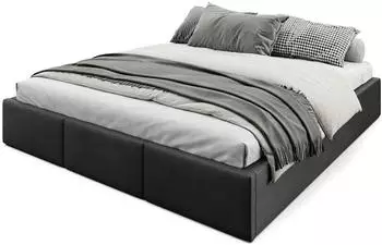 Muralo Polsterbett mit Bettkasten 180x200cm, Samt, schwarz (M-LTE-3296-180431-LTE1800-W00-SP34-T01)