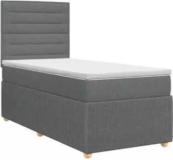 vidaXL Boxspringbett mit Matratze, Einzeln, dunkelgrau, Stoff (3454686)