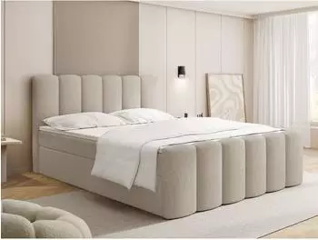 WFL GROUP Serenity Boxspringbett mit Bettkasten, Bouclé beige, 160x200cm (800002023939)
