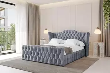 ALTDECOR MODY-Z Polsterbett mit Bettkasten und Lattenrost, grau, 200x200cm (800001639909)