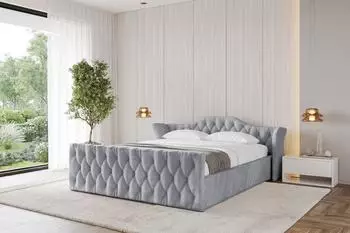 ALTDECOR Zoran-Z-V1 Polsterbett mit Bettkasten & Lattenrost, 180x200cm, hellgrau (800001640131)