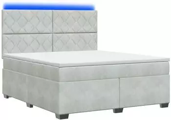 vidaXL Boxspringbett mit Matratze hellgrau 140x190cm Samt