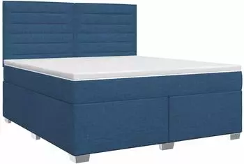 vidaXL Boxspringbett mit Matratze und Kopfteil, Stoff, blau, 140x190cm (3453401)
