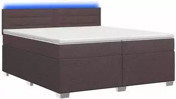 vidaXL Boxspringbett mit Matratze und LED 200x200cm, dunkelbraun