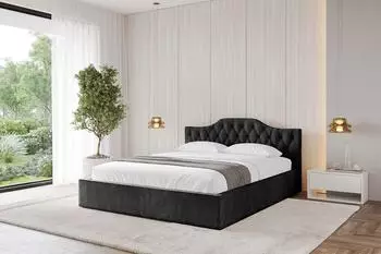 ALTDECOR FALIO-V1 Polsterbett mit Bettkasten und Lattenrost, 200x200cm, schwarz (800001639280)